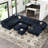 Wylodene 195.8'' Wide Oversized Velvet Reversible Modular Sectional Sofa Livingroom Storage Couch, 14 cartons Single Armless Chair & 7 Ottomans-72853360