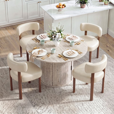 Ensemble de table de salle à manger moderne extensible pour 4 à 6 personnes avec rangement caché