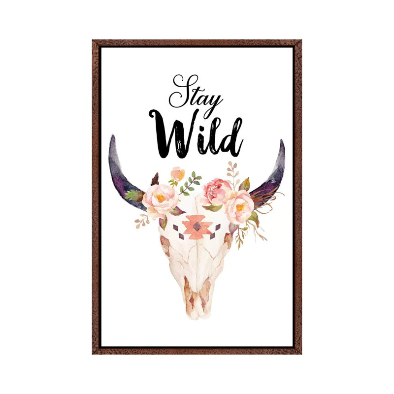 Stay Wild - Print on Canvas, Classic Brown Wood Framed, 101.6cm H x 66.04cm W x 3.81cm D