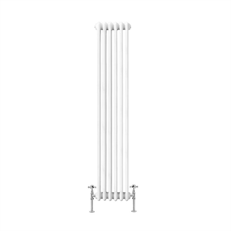 Valda Vertical Traditional 2 Column Designer Radiator, White, 150cm H x 29cm W
