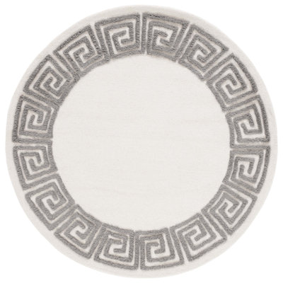 Tapis gris / ivoire en laine / coton touffeté à la main Dontraquent