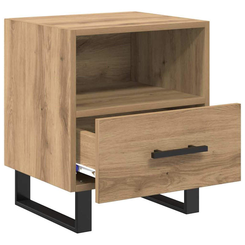 40cm W Manufactured Wood Bedside Table, Artisan Oak