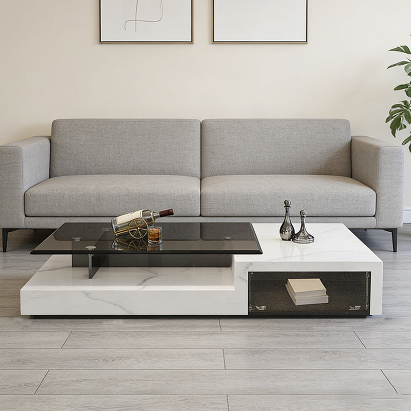 Ermington, 15.35" H x 51.18" L x 27.55" W, Blanc/Noir