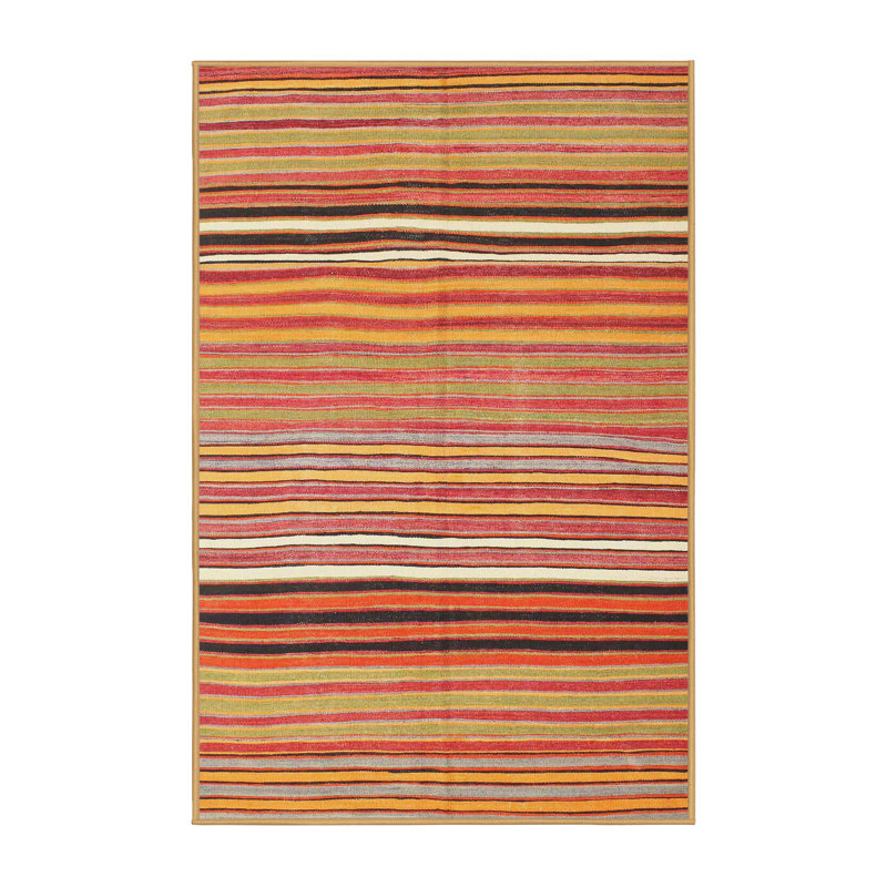 Tapis de zone orange/brun contemporain, Rectangle 5 pi x 7 pi