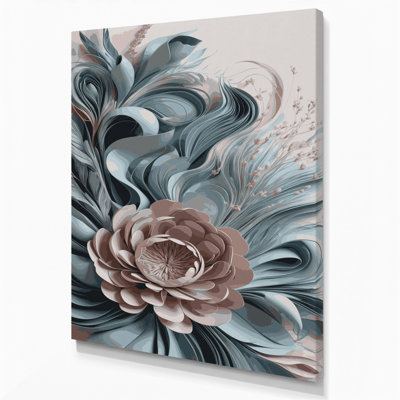 «Abstract Florals 71», art mural sur toile grise