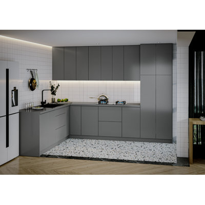 Ensemble d'armoires de cuisine en panneau de fibres à densité moyenne (MDF) H 96 po x l 126 po x P 96 po FK-Harmony