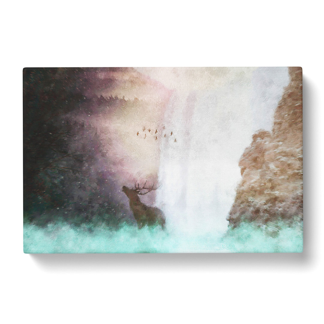 Birds Above A Stag Painting - Wrapped Canvas