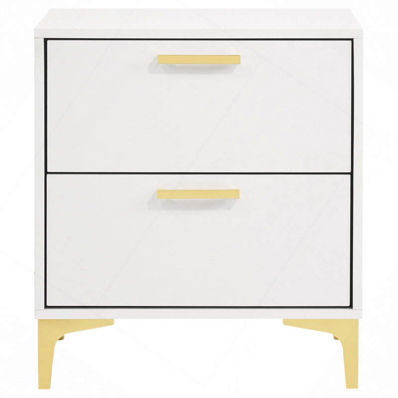 2-Drawer Rectangular Nightstand, White