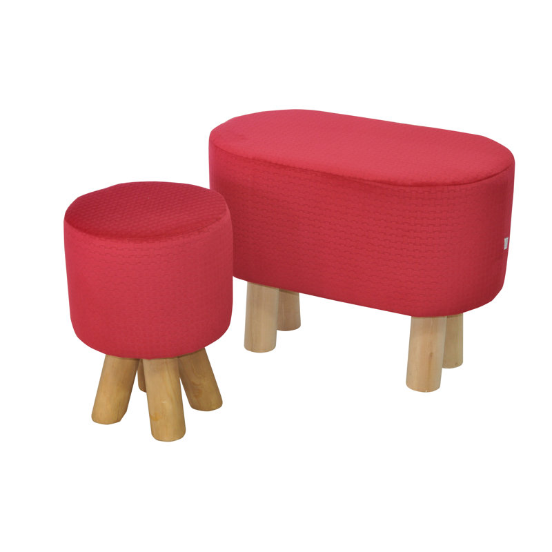 Kivi Polyester Blend Upholstered Bench, Red