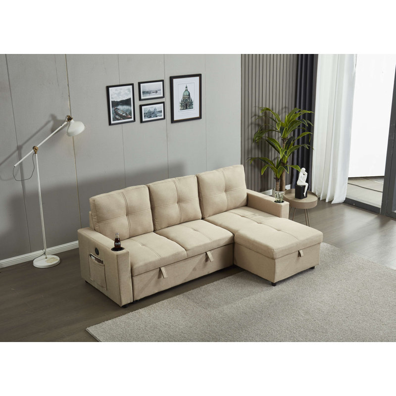 Canapé modulaire 2 pièces Malachi, Lin 100 % brun clair