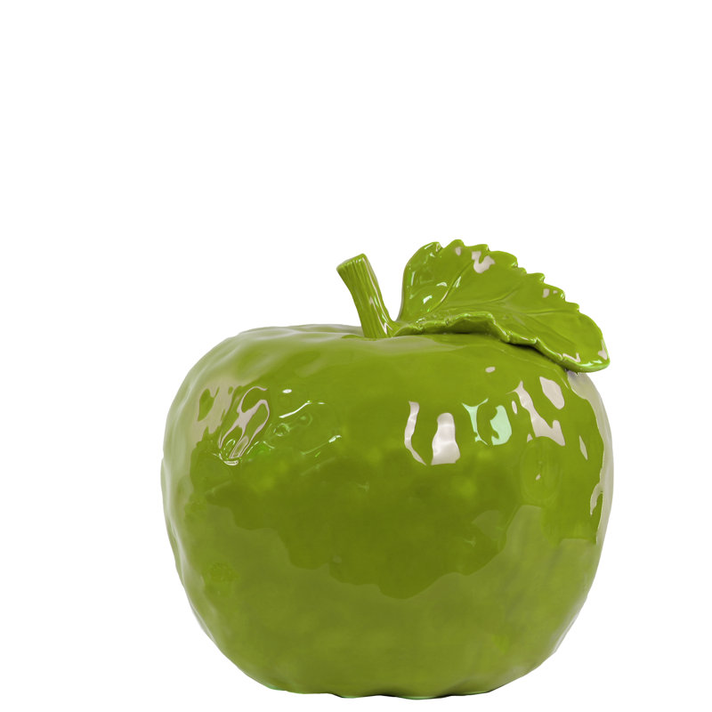 Figurine pomme en céramique Hanalei, H 6 po x l 5,75 po x P 5,75 po, Vert