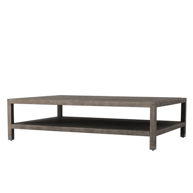 Bustamante Modern Classic Wood Brushed Gold Coffee Table 60”,, Grey