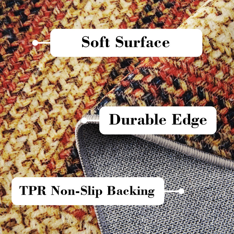 Machine Washable Area Rugs with Non-Slip Backing for Hallway Living Room Bedroom Kitchen and Laundry Room Vintage Carpet Low Pile Rug