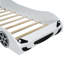Lit simple en bois avec apparence de voiture de course et DEL, plus, blanc-2004835523