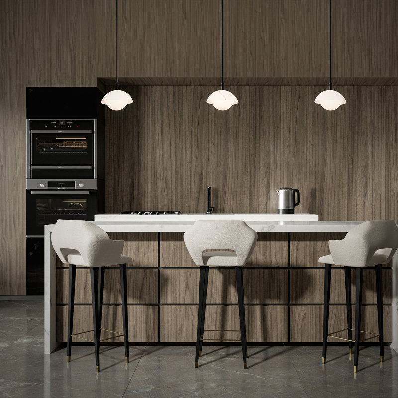 Black LED Pendant with Faux Alabaster Shade