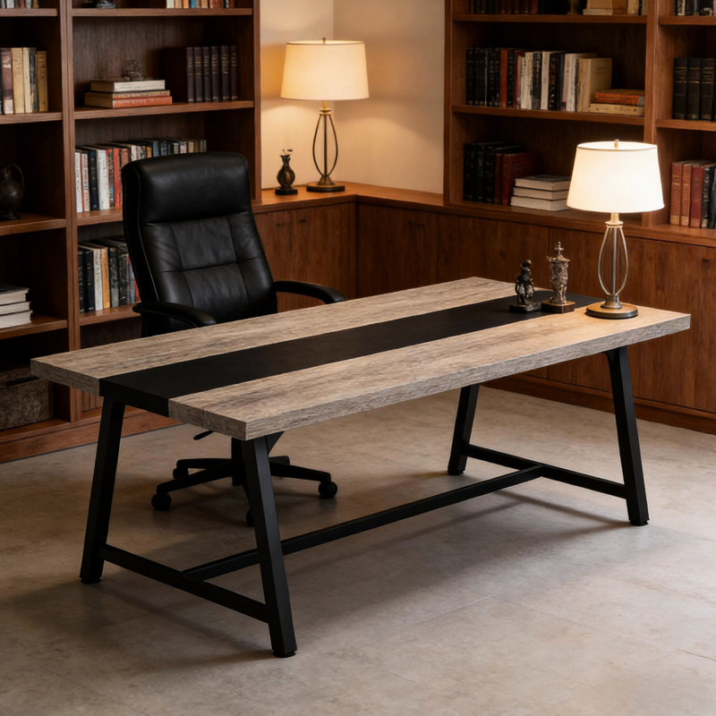 Table de conférence, hauteur 75,5 cm, profondeur 175,6 cm, idéale pour des réunions et des discussions productives.
