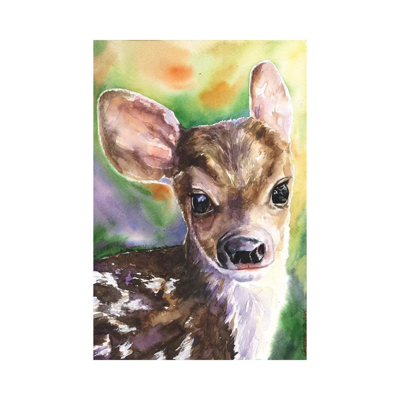Deer Fawn 1 Piece Wrapped Canvas Painting, 66.04 cm H x 45.72 cm W x 1.91 cm D