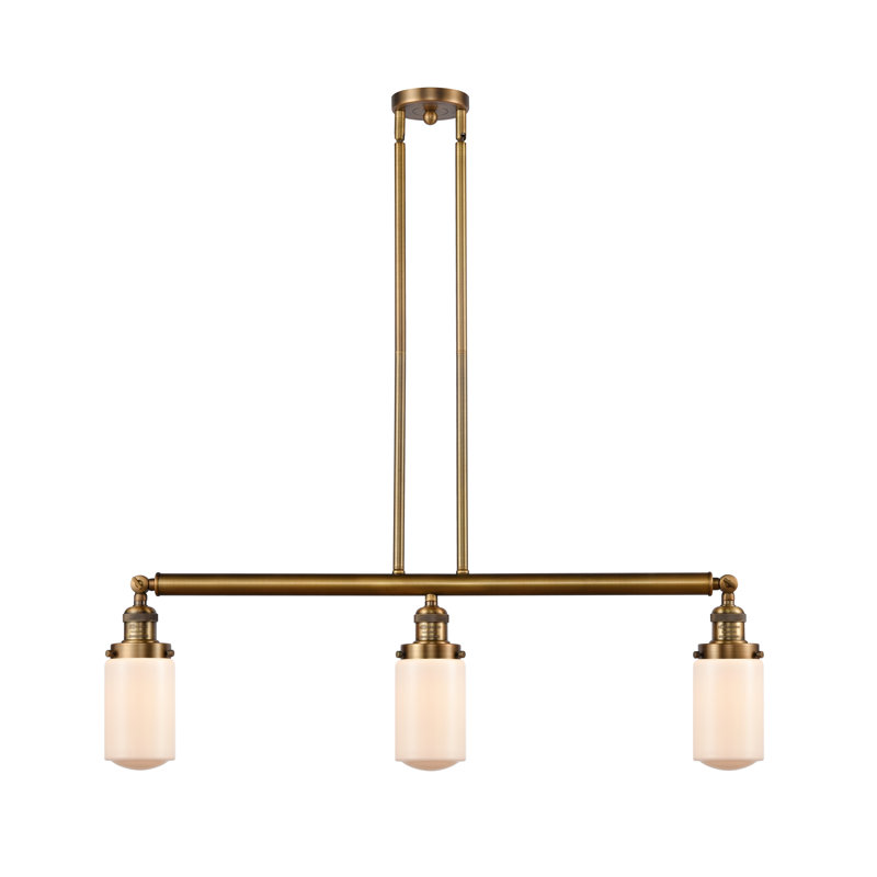 Luminaire suspendu linéaire à 3 lumières pour îlot de cuisine Lemoine, Blanc mat, Ampoule non incluse, Laiton brossé
