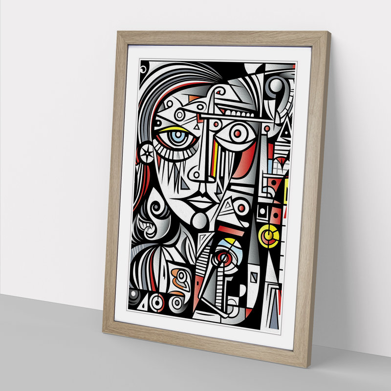 Pablo Picasso Line No.4 - Single Picture Frame Print on Wood, Oak Framed, 34cm H x 25cm W x 2cm D