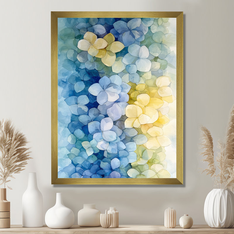Hensley - Floral Wall Art Prints, Single Picture Framed Print without Mat, 44" H x 34" W, Gold