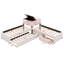 Lit plateforme tapissier en forme de L avec lit gigogne, deux tiroirs et bureau-126450396
