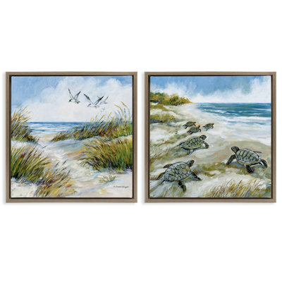 Beach Creatures on Dunes 2pc Floating Frame Set, design by Susan Winget