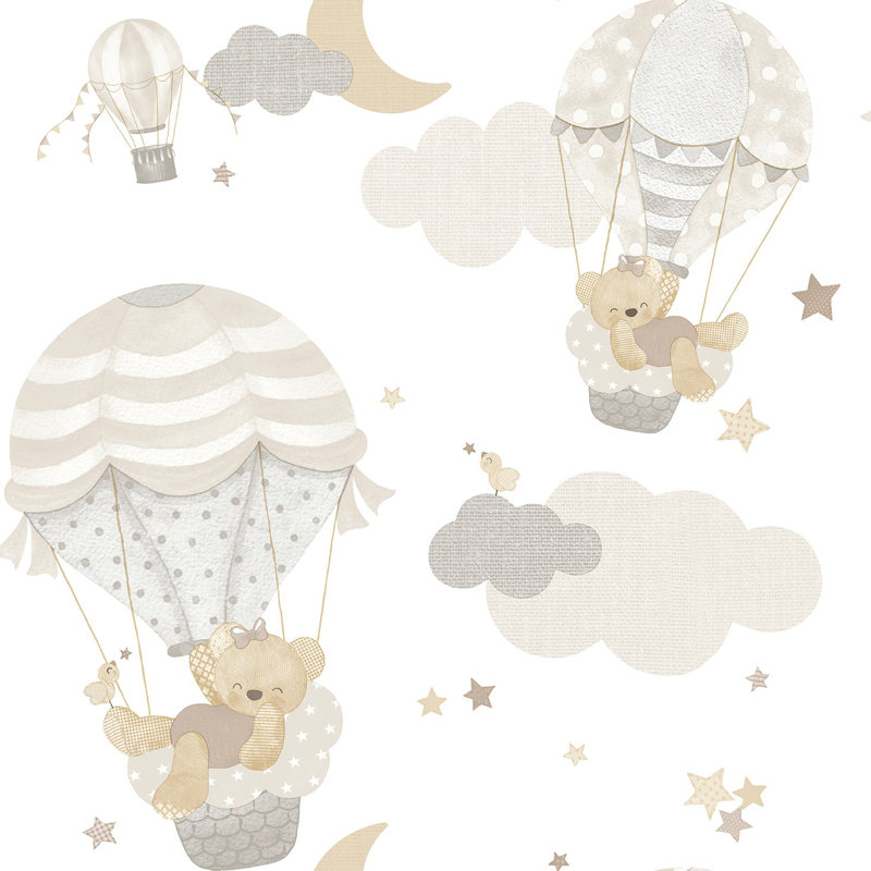 Little Explorers 2 Hot Air Balloons Wallpaper Roll, Silver