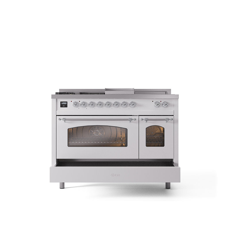 ILVE Nostalgie II 48 Dual Fuel Range, Blue/Gray/Brass, Natural Gas