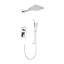 Système de douche avec pomme de douche, douche à main, barre coulissante, bras de douche, tuyau, garniture de valve et poignées à levier