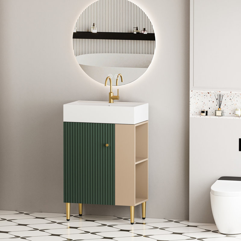 Meuble-lavabo de salle de bain avec lavabo en céramique et fabrication de qualité - 21,6 po 24Vb06-21Lvr