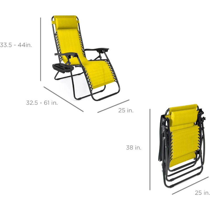 Fauteuil inclinable Sou Zero Gravity avec coussin, Jaune