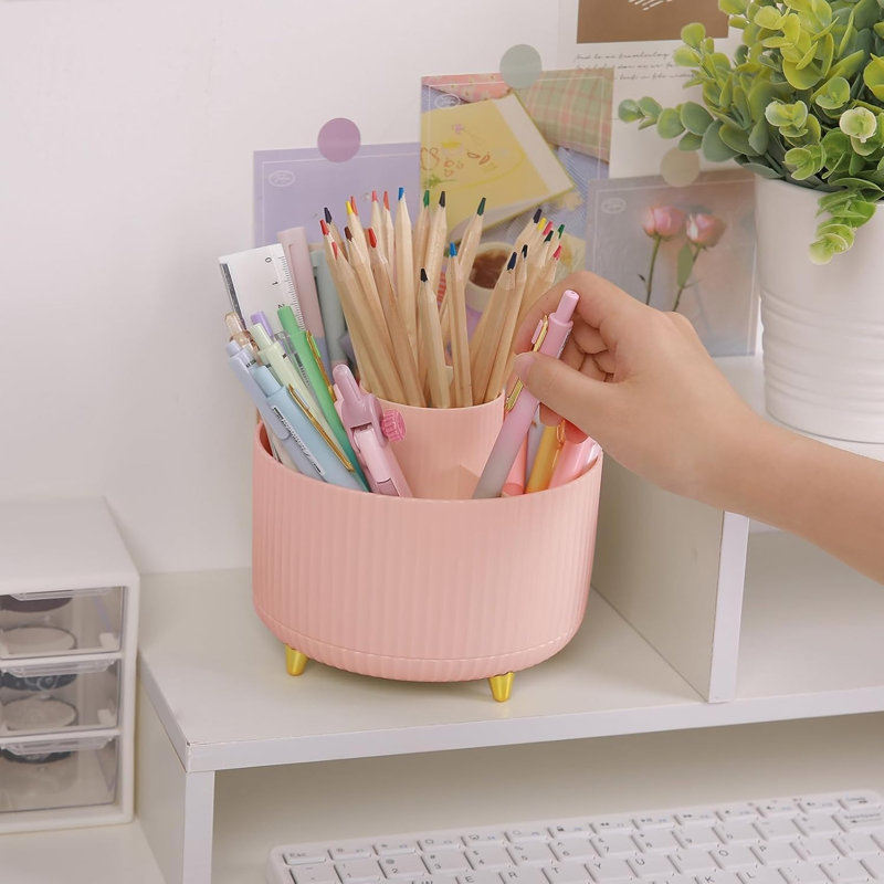 Organiseur rotatif multifonction à 360° - Beau porte-stylo rotatif à 5 emplacements pour fournitures artistiques, bureau, école, maison