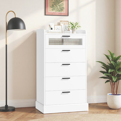 Bocker 45.6" 5 - Drawer Dresser with Glass Door by Wade Logan