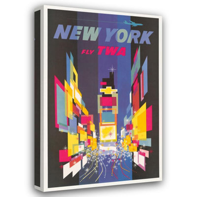 "Fly Twa New York" by  David Klein - Gallery Wrap Canvas Wall Art