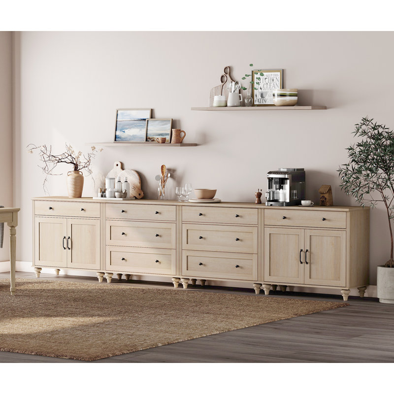 Armoire buffet avec rangement Scarlet, 8 tiroirs et 4 portes Scarlet, Beige