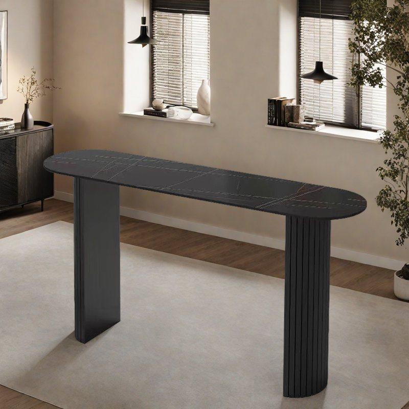 Table de bar simple Home-style, Blanc, H 41,3 po x L 62,9 po x l 19,6 po, Blanc/Noir