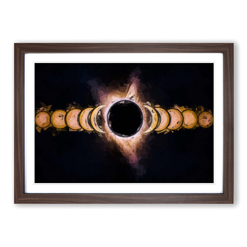 The Eclipse in Abstract - Picture Frame Graphic Art Print, 48cm H x 65cm W x 2cm D, Walnut Framed