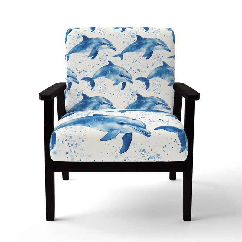 Chaise rembourrée Kids Ocean Animals, Accoudoirs carrés noirs