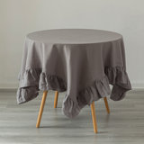 One Allium Way® 100% Pure Linen Washable Tablecloth With Ruffle Trim, 60" X 80" Rectangle Natural