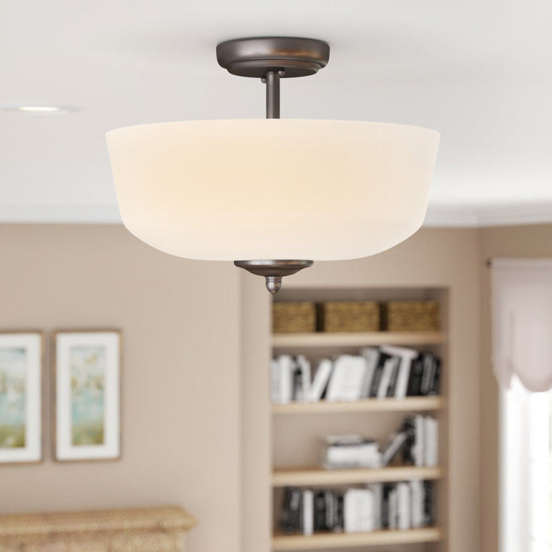 Aghaboy Glass Semi Flush Mount, Oil Rubbed Bronze