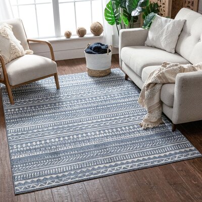 Well Woven Verona Easton Tribal Power Loom Blue Rug & Reviews | Wayfair ...