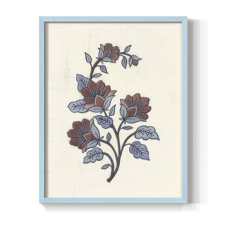 Reproduction encadrée à la main Blooms II - bois massif, H 11 po x l 9 po, Bleu