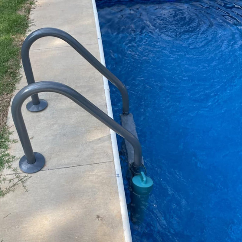 Saftron 3 Rung Step Ladder Inground Pool Handrail w/Polymer Finish, Graphite Gray