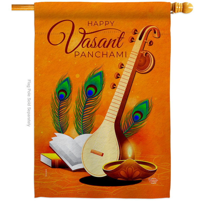 Drapeau de maison Vasant Panchami, H 40 po x l 28 po