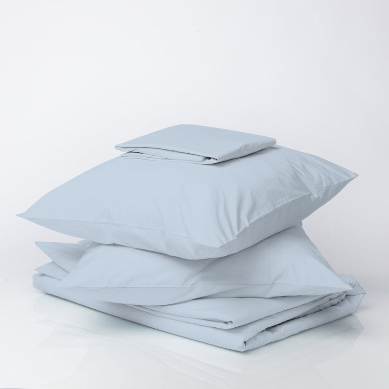 Ensemble de draps légers en mélange de coton brossé infroissable, Ensemble de draps pour très grand lit + un drap-h, Bleu