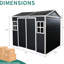 6x8ft Easy-build Resin Shed, User- Design, Carbon Black 8x6ft Garden Ventilation For Dry Interior,