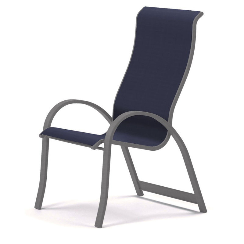 Aruba 1 Outdoor Dining Armchair, Textured Desert, Navy 13D Sunbrella®