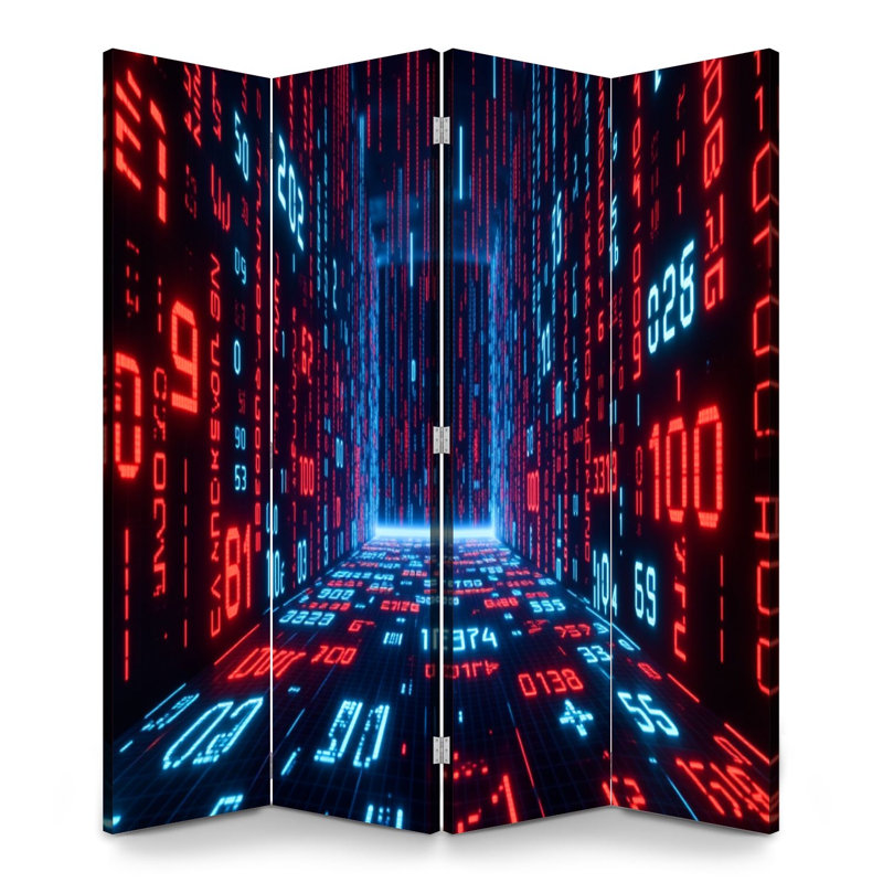 Cloison pliante 4 panneaux paravent Royal Futuristic, H 71 po x l 64 po x P 1 po, 4