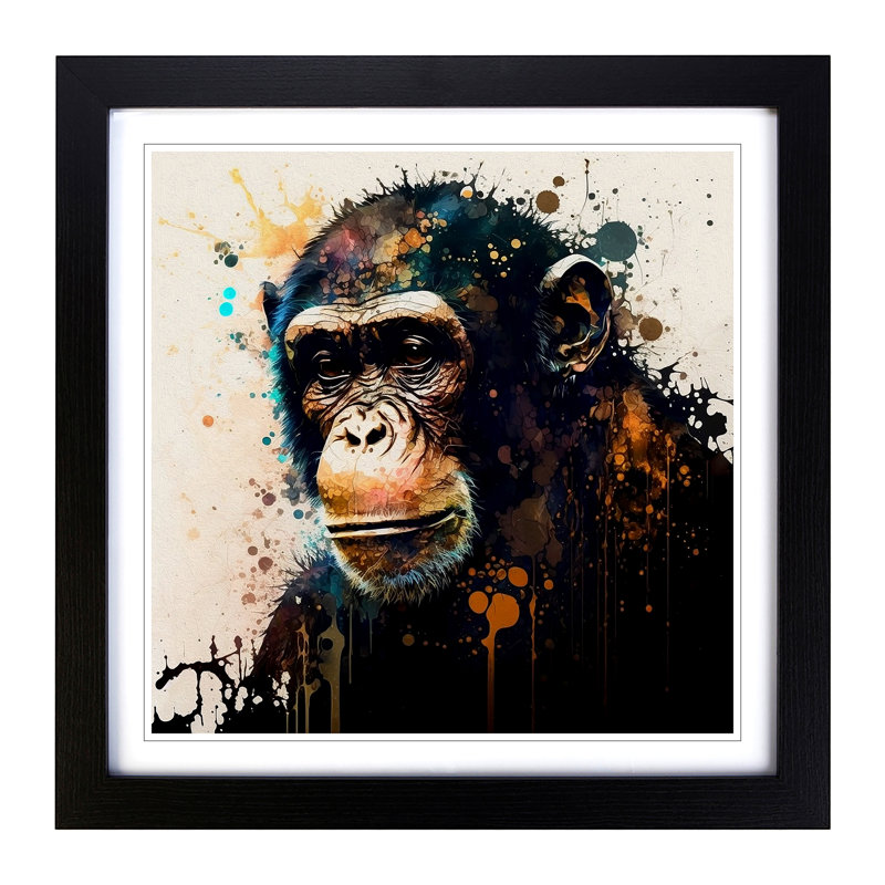 Monkey Abstract Expressionism - Framed Print, Black