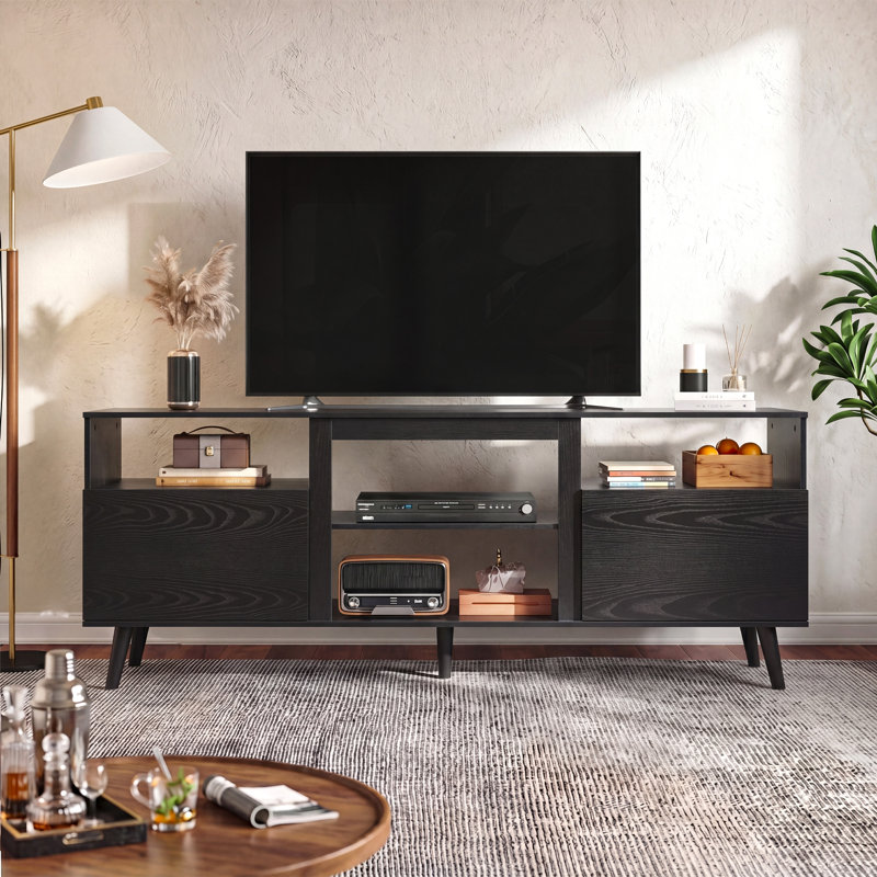 Lorccan TV Stand for TVs up to 65", Entertainment Center with Adjustable Shelf and Storage Cabinets, Wooden Media Console for Living Room and Bedroom